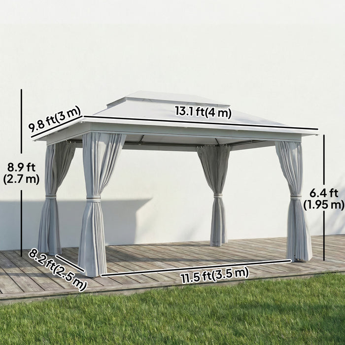 Outsunny 10'x13' Patio Gazebo, UPF50+ Double Roof Outdoor Gazebo, Dark Grey