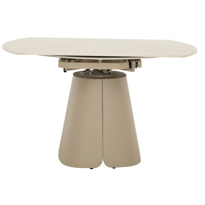 Solene 5-Piece Round Extendable Dining Table Set (32-52 in.) with Upholstered Chairs (Seats 4)
