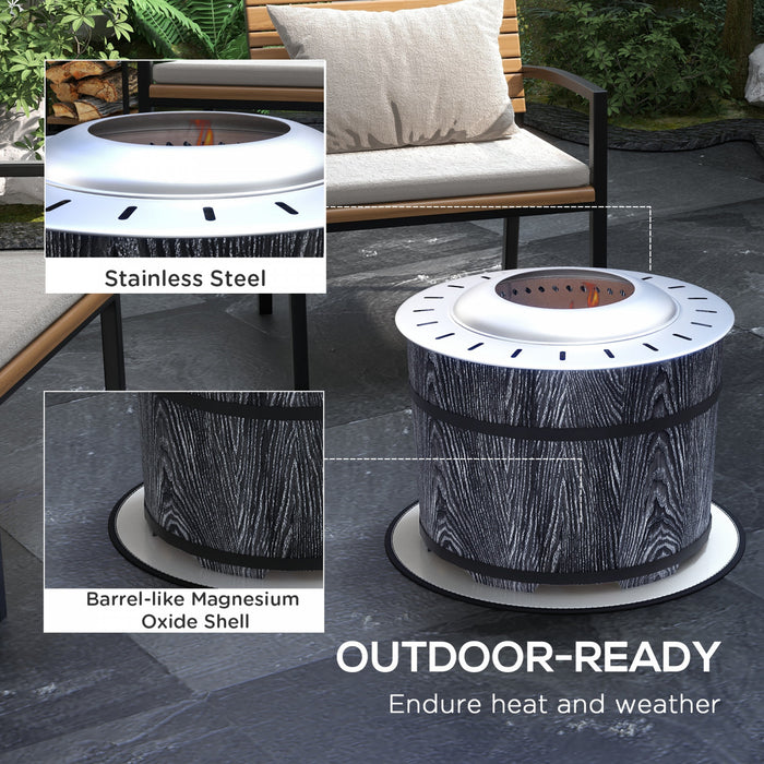 Outsunny Smokeless Fire Pit With Mat, 20\" Firepit, Magnesium Oxide, Black