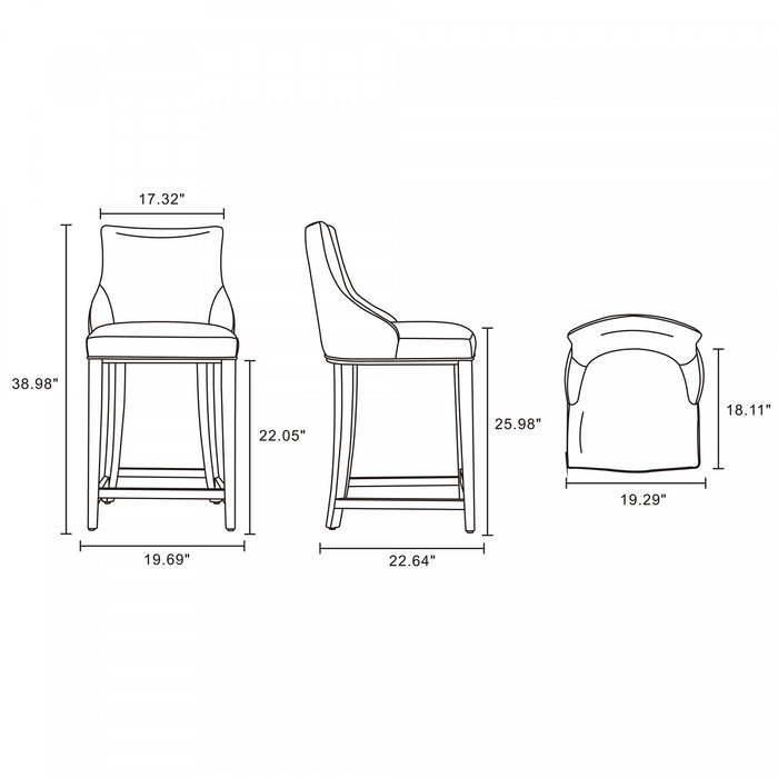 Shubert Modern Wood Upholstered Counter Stool in Tan - Set of 3