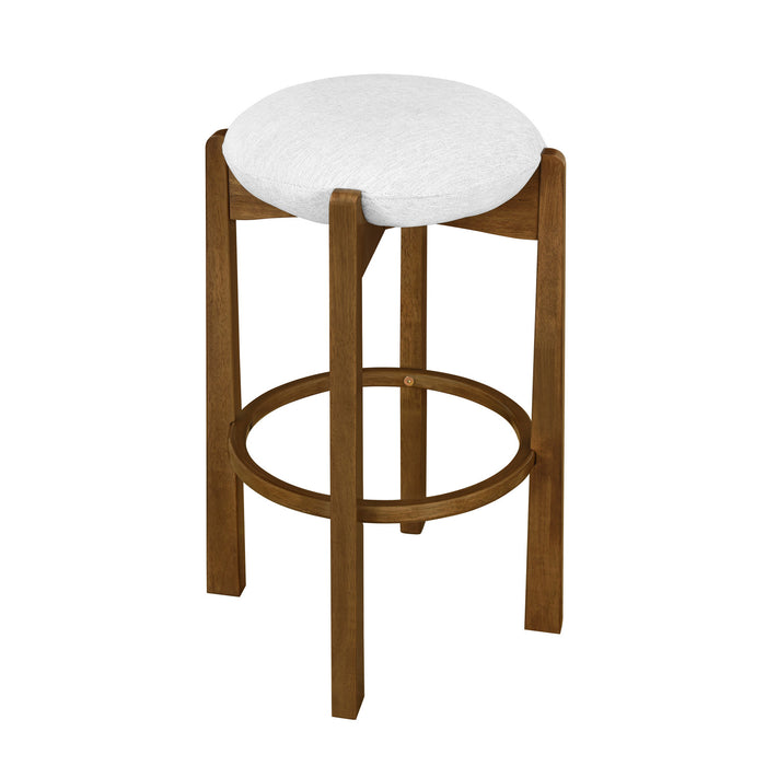 Olivia Rubberwood Indoor Round Seat Bar Stool Set of 4 with Durable Frame and Fabric