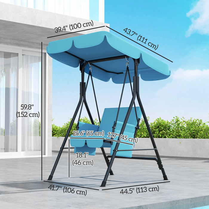 Outsunny 1-seat Patio Swing Chair With Adjustable Canopy And Cushions