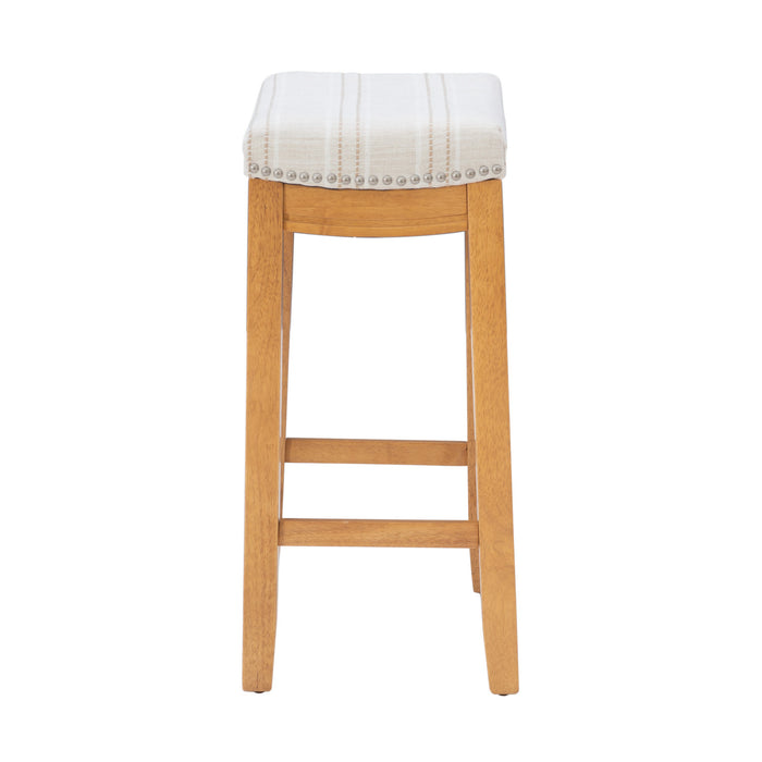 Claridge Linen-Look Fabric Backless Counter-Height Stool - Rustic Stripe