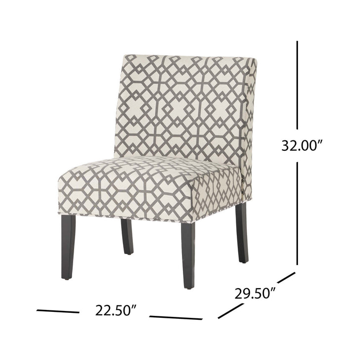 Oliver Linen-look Fabric Accent Chair Set Of 2 With Rubberwood Legs,Grey and Ivory
