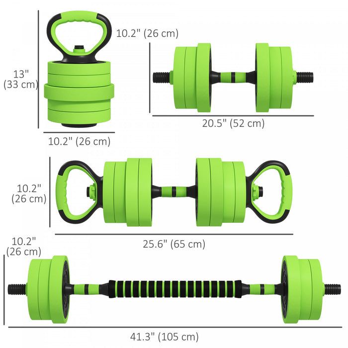 Soozier 88lbs 4-in-1 Weight Dumbbell Set, Barbell Kettlebell Push Up Stand