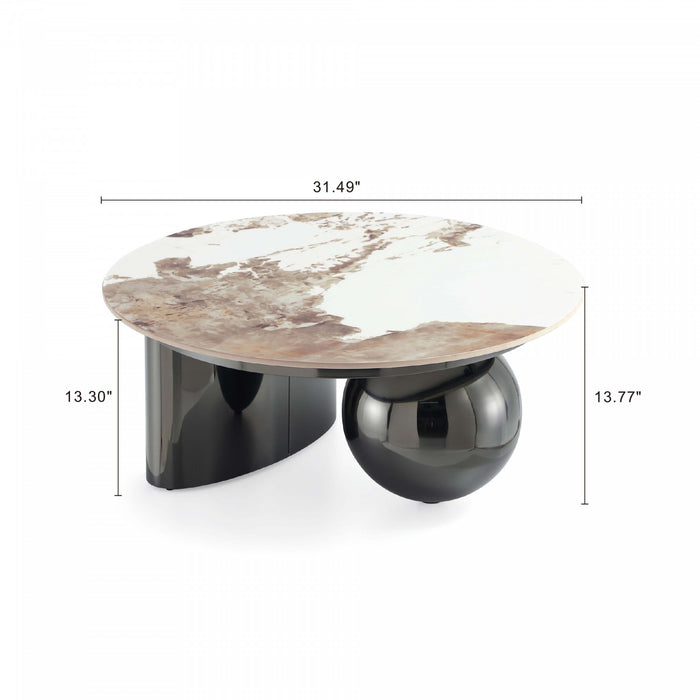 Laurel Modern Glam Sintered Stone Top Coffee Table in Black
