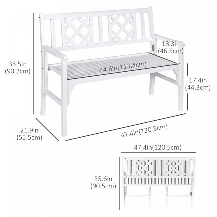 Outsunny Foldable Garden Bench, White