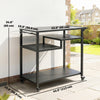 Outsunny Outdoor Grill Cart, BBQ Stand, Three-Shelf Pizza Oven Stand with Hooks, Garbage Bag Holder, Movable Food Prep Table on Wheels, Black