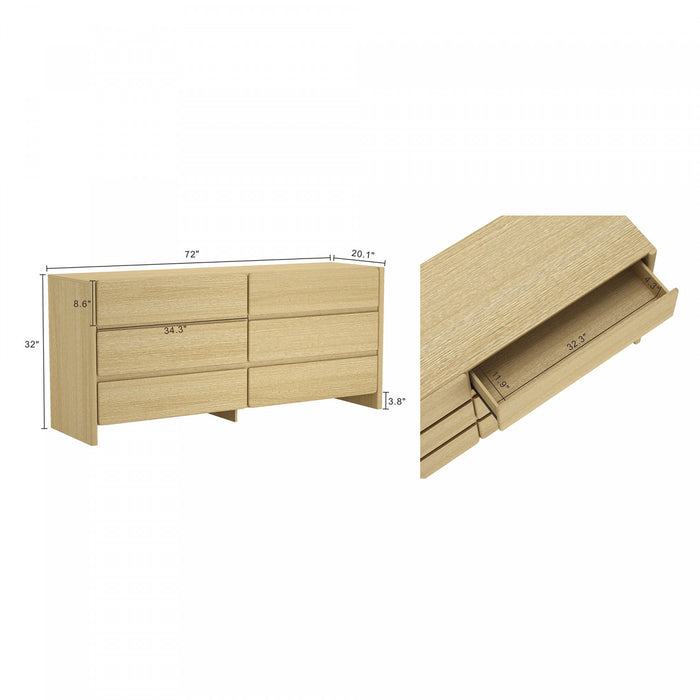 Linda Modern 2-Piece Dresser and Nightstand in Natural Oak