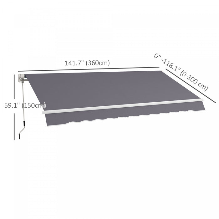 Outsunny Retractable Awning Manual Sun Shade Shelter Dark Grey