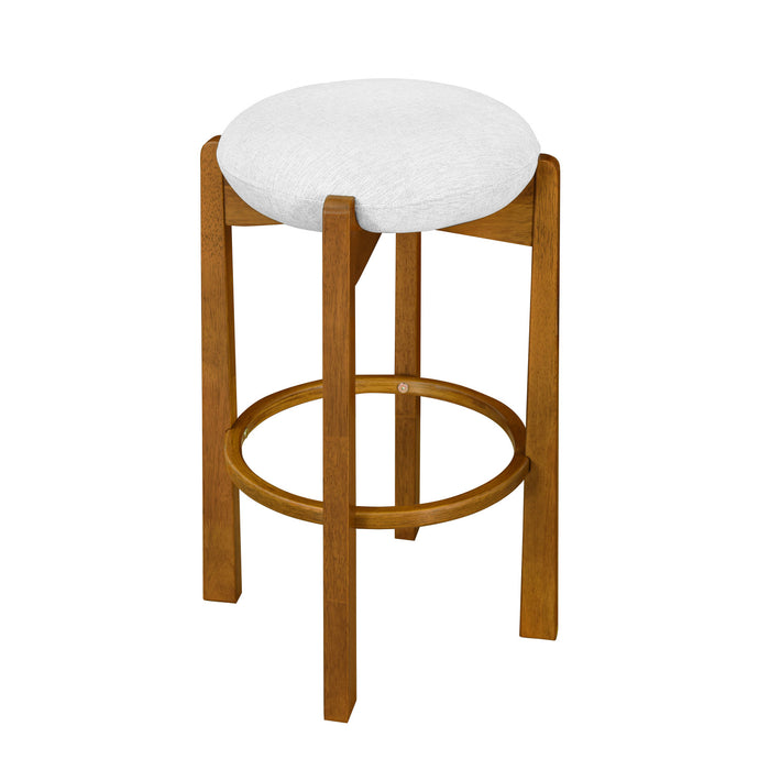 Olivia Rubberwood Indoor Round Seat Bar Stool Set of 2 with Durable Frame and Fabric