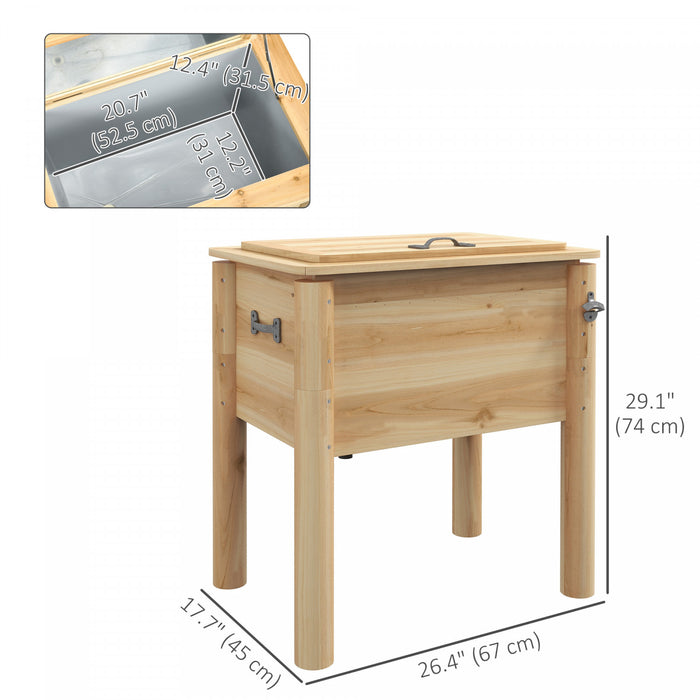 Outsunny 54-Qt Wooden Patio Cooler, Outdoor Cooler Table, Natural