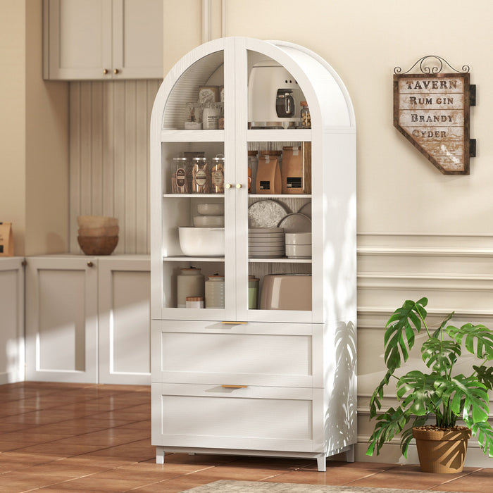 HOMCOM Arched Kitchen Pantry Cabinet, 71\" Tall Kitchen Storage Cabinet