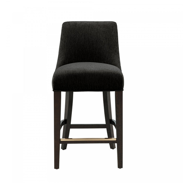 Beever Modern Chenille Wood Counter Stool in Black