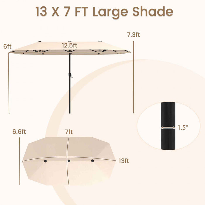 Costway 13 FT Large Patio Umbrella Outdoor Double-Sided Table Market Umbrella for Garden Beige