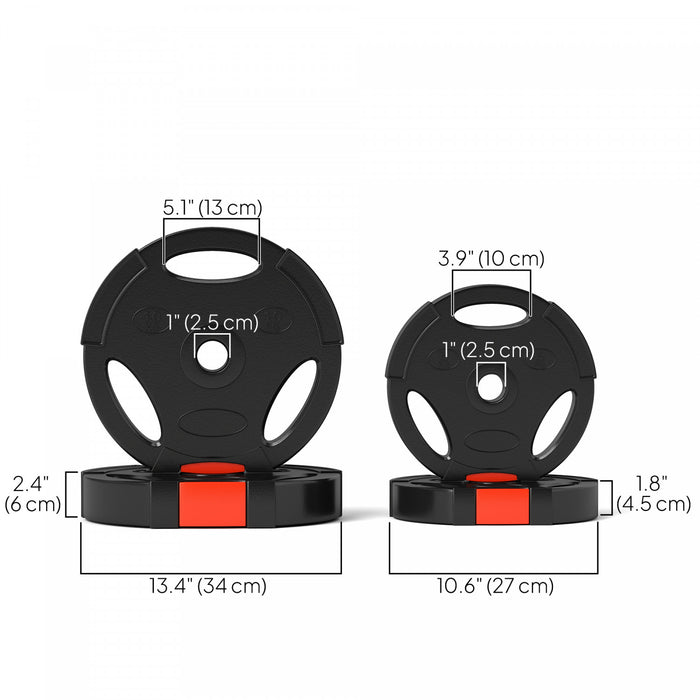 Soozier Set Of 4 1-inch Weight Plates With 3 Grips, 2 X 22lbs + 2 X 11lbs