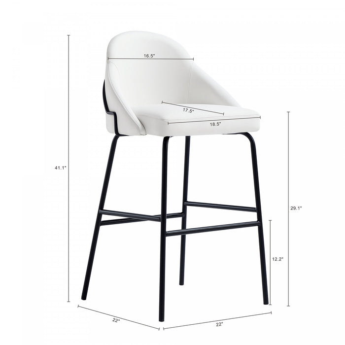 Gracie Modern Metal Upholstered Barstool in White and Black - Set of 3
