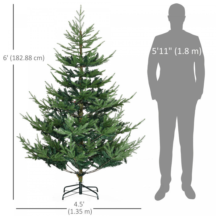 HOMCOM 6' Artificial Christmas Tree with Hinge Design Green