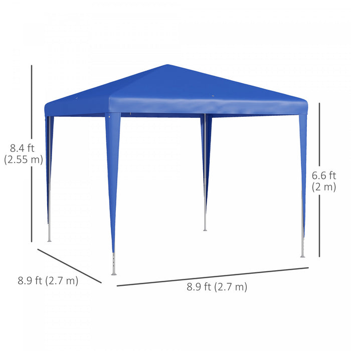 Outsunny 9' X 9' Party Tent Portable Gazebo Canopy For Weddings Parties Outdoor Sunshade With Dressed Legs, Blue