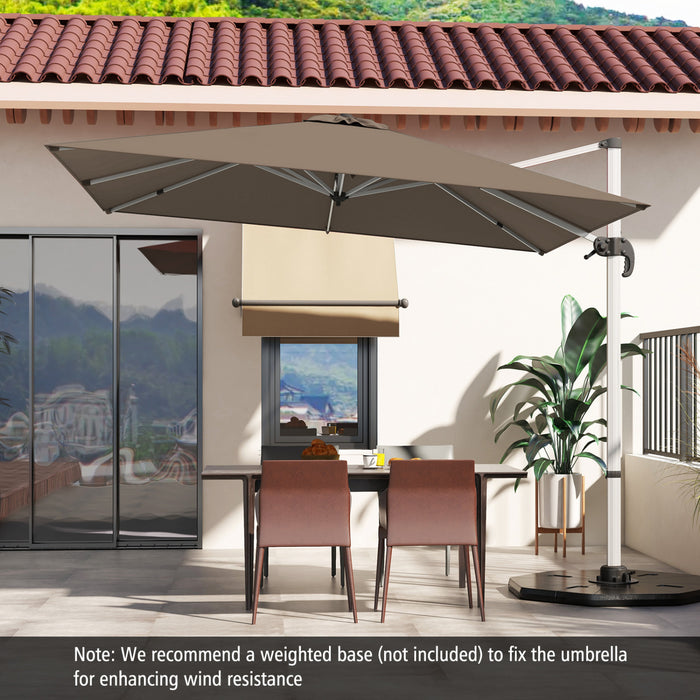 Costway 10 FT Patio Cantilever Umbrella Outdoor Aluminum Hanging Offset Umbrella w/ 360° Rotation Brown