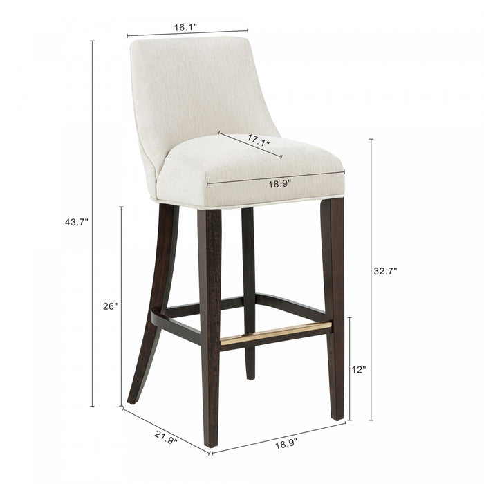 Beever Modern Wood Upholstered Chenille Barstool in Cream