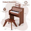 Costway 25 Keys Digital Piano with Music Stand Stool Lighted Keys Teaching Mode for 3+ Kids Brown
