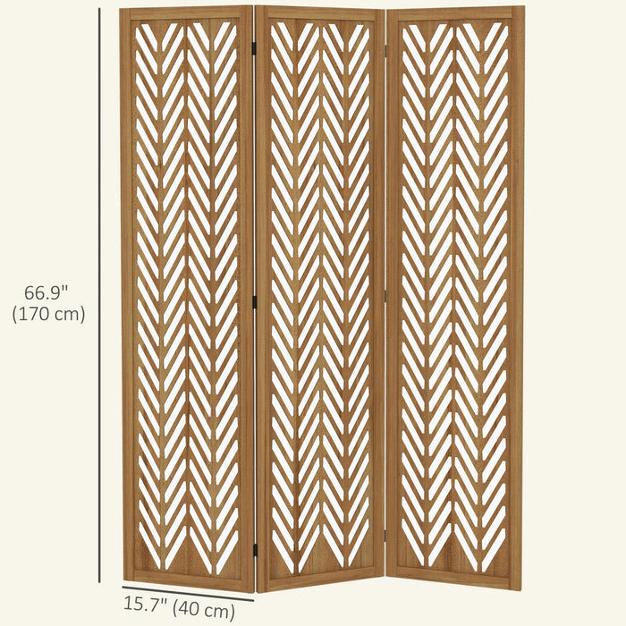 HOMCOM 3 Panel Room Divider, 5.6ft Tall Folding Privacy Screen, Light Brown