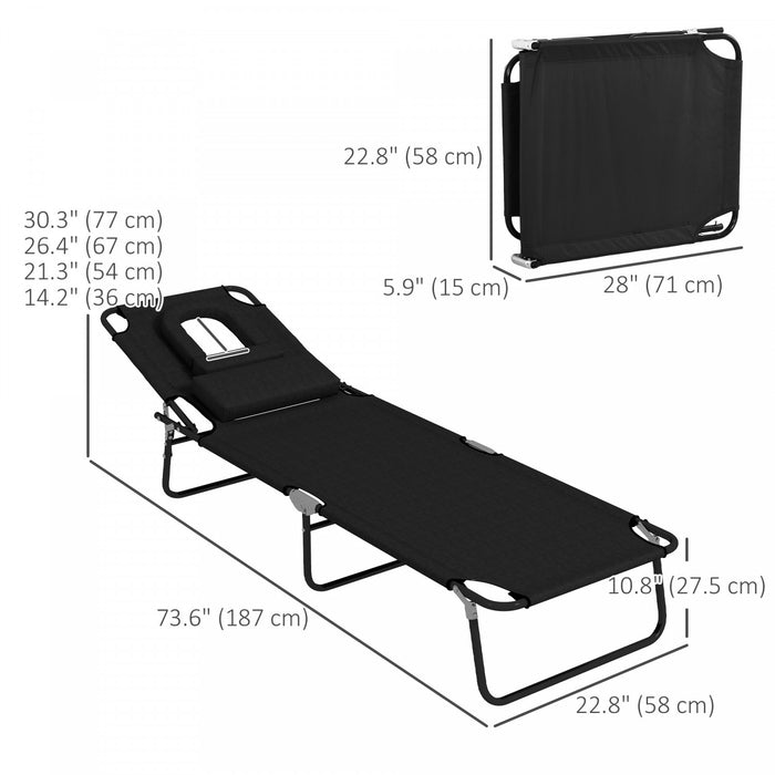 Outsunny 2pcs Adjustable Outdoor Lounge Chair, Garden Folding Chaise Lounge