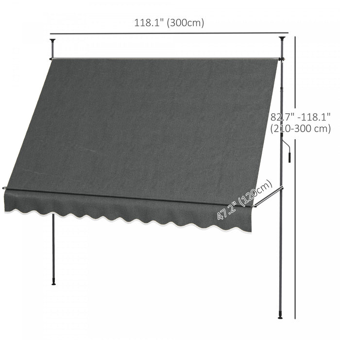 Outsunny 10' X 4' Retractable Awning, Freestanding & Non-screw, Dark Grey