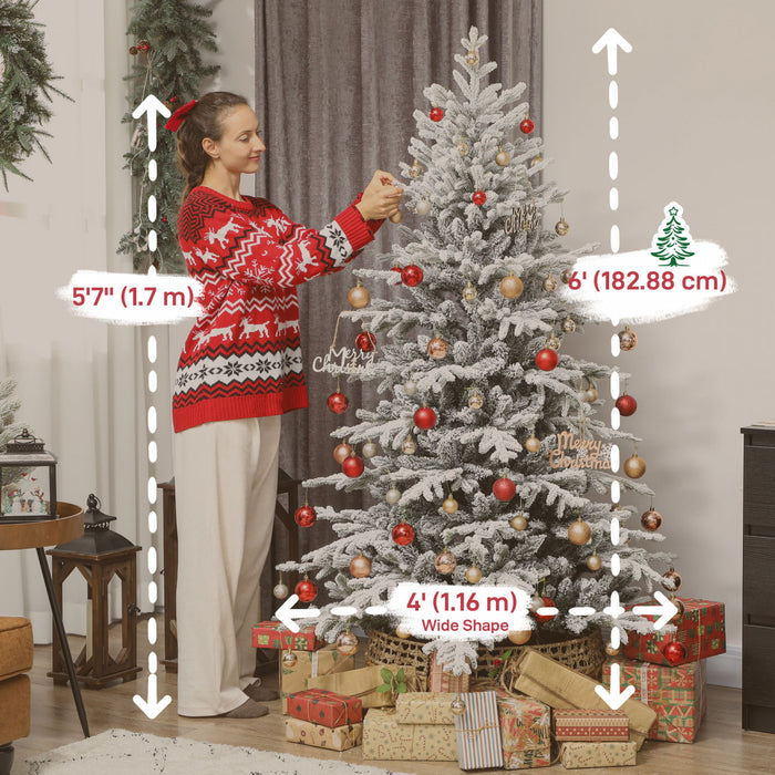 HOMCOM 6ft Christmas Tree, Full Flocked Pine Tree, Easy Assembly