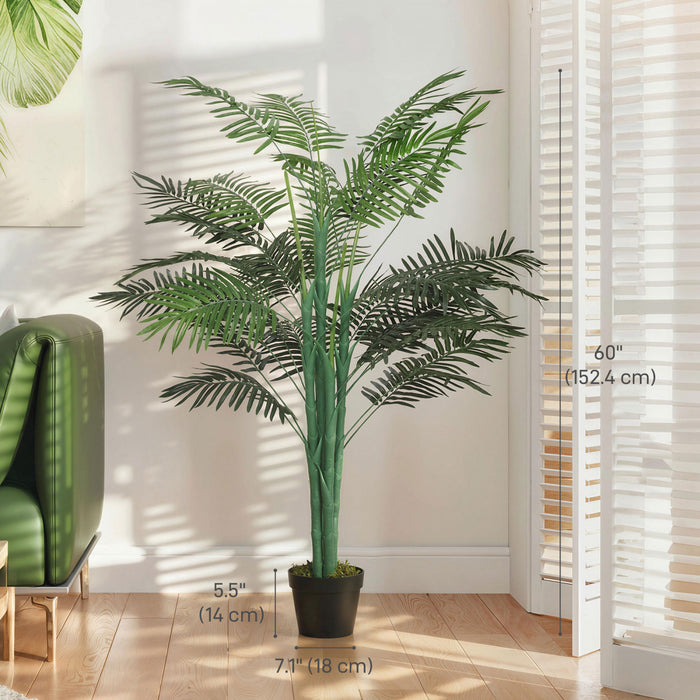 Outsunny 5FT Artificial Tropical Palm Tree Faux Plant with Lifelike Leaves