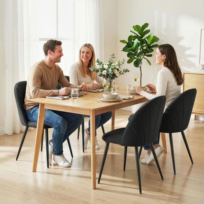 HOMCOM Dining Chairs Set of 4 Kitchen Chairs with Metal Legs Black
