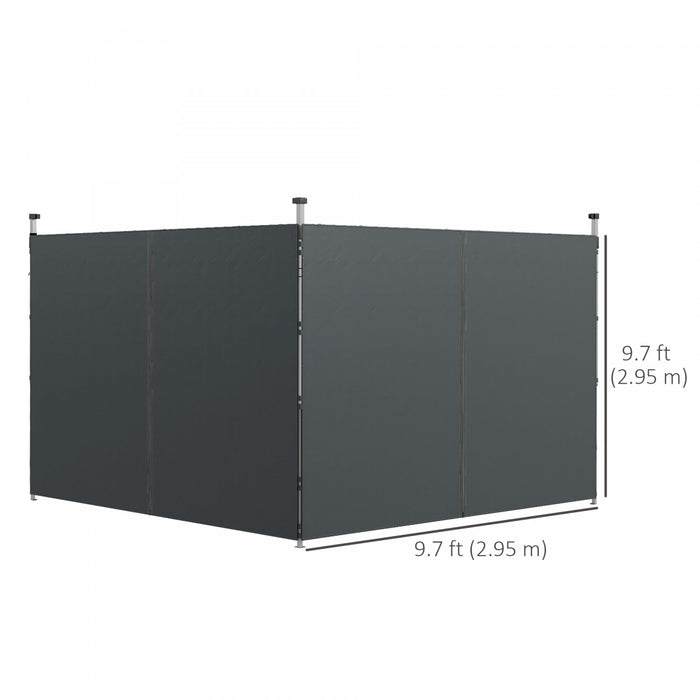 Outsunny 10'x20' Or 10'x10' Pop Up Canopy Side Panels Replacement, Grey