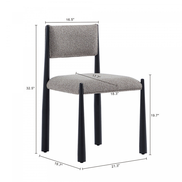 Lennor Mid-Century Modern Boucle Metal Side Chair in Mushroom - Set of 2