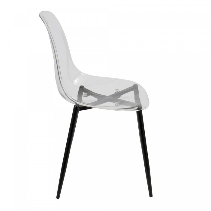 LumiSource Clara Black Clear Mid-Century Modern Dining Accent Chair - Set of 2