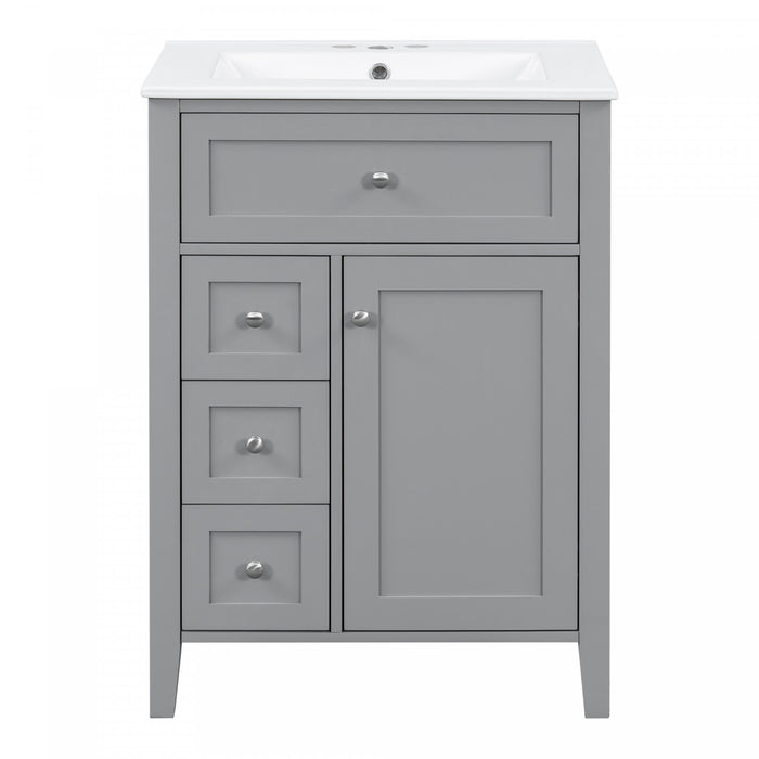 Aura 48 Inch Double Sink Vanity Combo with Drawers and Cabinet, Gray