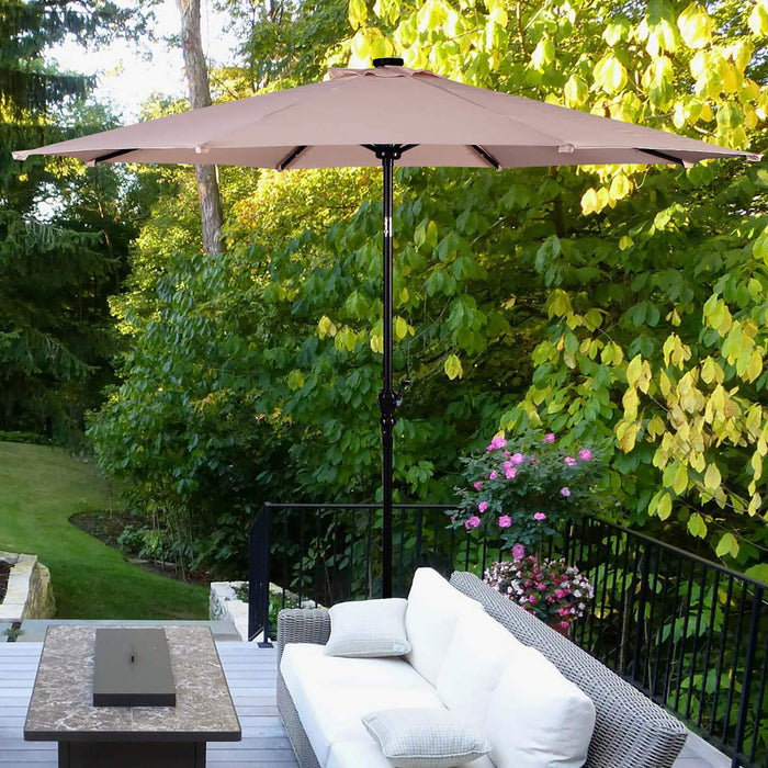 Costway 10ft Solar Lights Patio Umbrella Outdoor W/ 50 LBS Movable Umbrella Stand