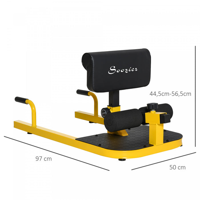 Soozier Adjustable Squat Machine With Push Up Bars, Multifunction Deep Sissy Squat Machine Leg Exerciser Ab Strength Training Home Gym Workout, Yellow