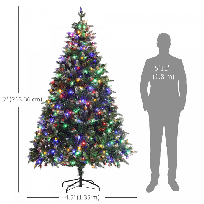 HOMCOM 7ft Prelit Artificial Christmas Tree with Dual Colour LED Light