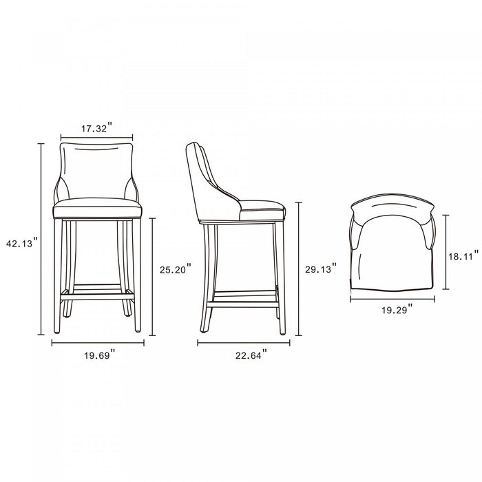 Shubert Modern Wood Upholstered Barstool in Tan - Set of 2