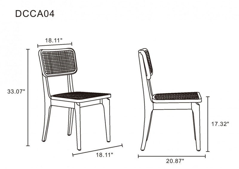 Giverny Industry Chic Wood Dining Chair in Black and Natural - Set of 4