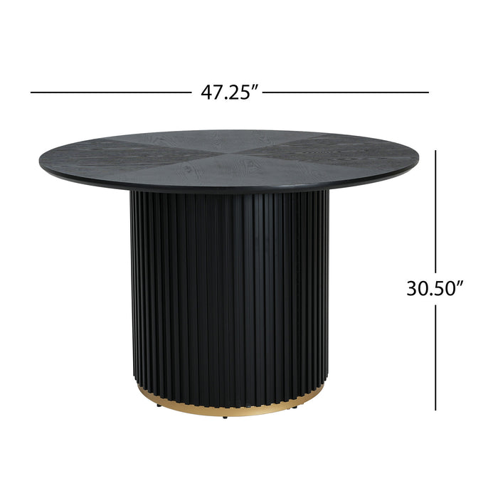 Cove 47.25\" Round Pedestal Dining Table for 4-5 People, Black