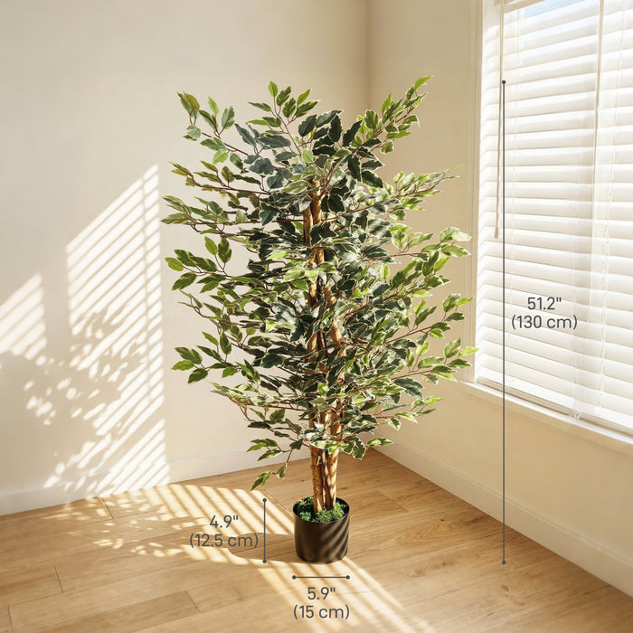 HOMCOM 4.3FT Artificial Ficus Tree for Indoor Decoration