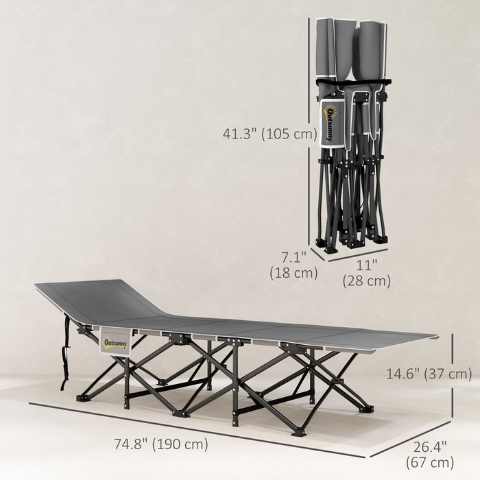 Outsunny Camping Cot For Adults With Mattress, Folding Bed, Black