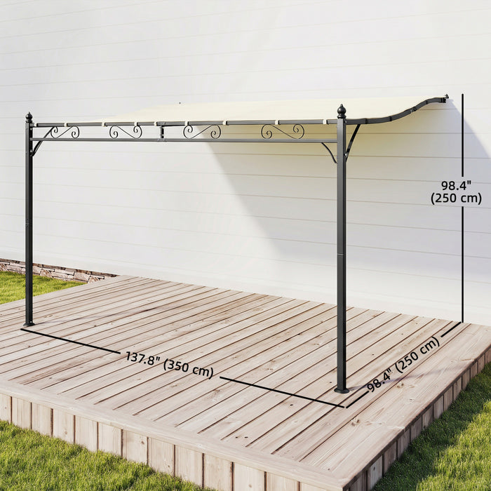 Outsunny 11.5' x 8.2' Outdoor Pergola, Lean to Pergola, Cream White