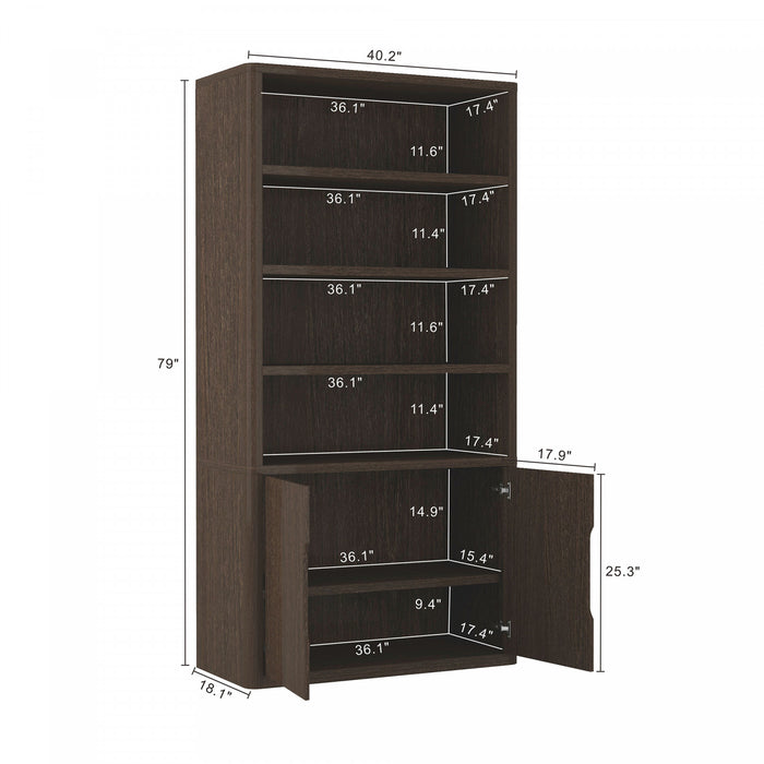 Rivington Modern 40\" Bookcase Cabinet in Walnut