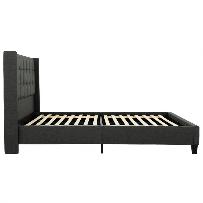 Wilder Grey Upholstered Wingback Platform Bed - Full
