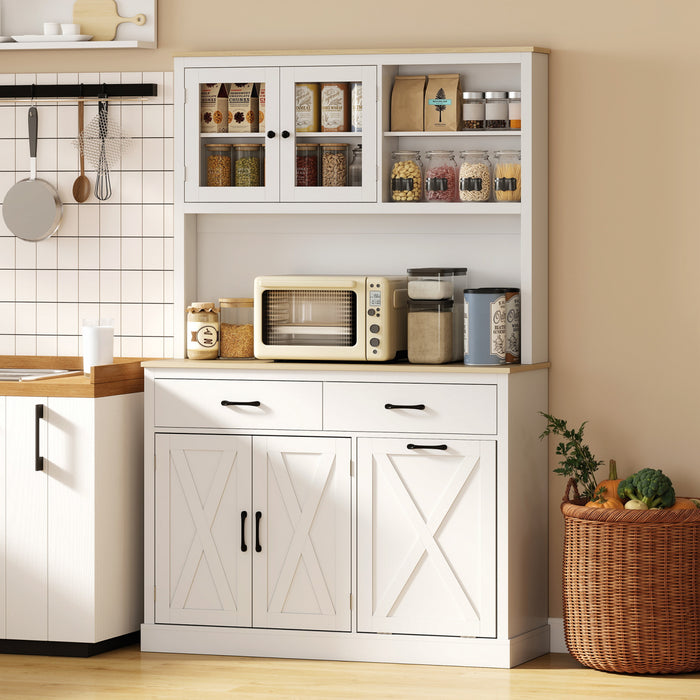 HOMCOM 69\" Pantry Cabinet, Kitchen Cabinet with Charging Station, White