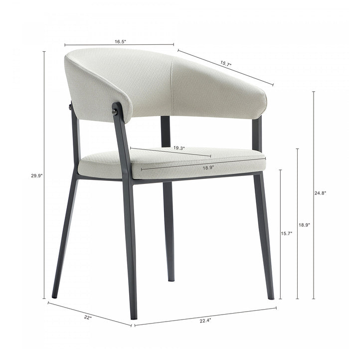 Belle Modern Metal Upholstered Dining Chair in Oatmeal - Set of 4