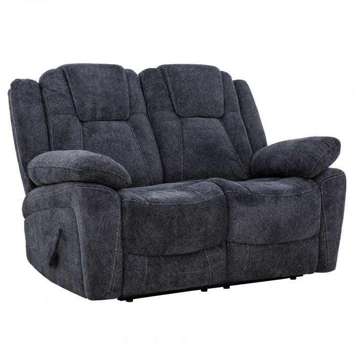 Renner 59 in. Upholstered Manual Reclining Loveseat with Lever - Dark Grey